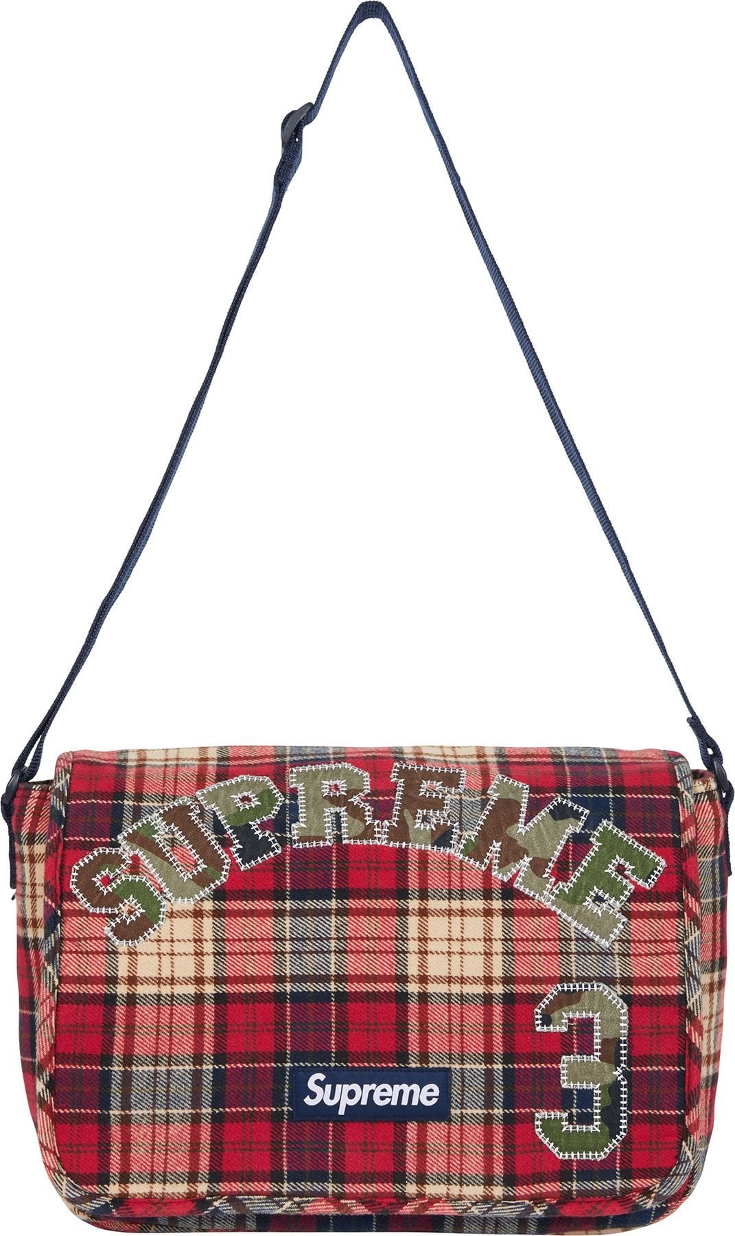 Appliqué Flannel Messenger Bag view 4